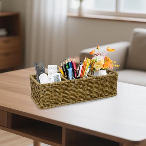 Remote Control Holder with Compartments, Multi-Slot Desk Organizers for Office Supplies, Pen Organizer for Desk,Makeup Brush Holder, Modern Stationary Organizer for Living Room or Home Office