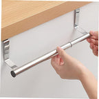 Over The Door Towel Rack Punch-Free Telescopic Stainless Steel Cabinet Door Hanging Bar Kitchen Bathroom Storage Organizer
