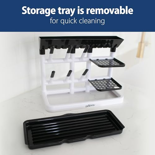 Dr. Brown's Baby Bottle Drying Tower, Stand-Up Countertop Drying Rack with Organized Storage for Baby Essentials, Space Saving Vertical Rack, Blue/White - color: Blue/White