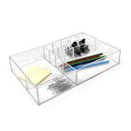 Isaac Jacobs 8-Compartment Clear Acrylic Drawer Organizer (13" L x 8.1" W x 2.3" H), Multi-Sectional Tray & Storage Solution for Makeup, School & Office Supplies, Bathroom, Kitchen - size: 8-Compartment
