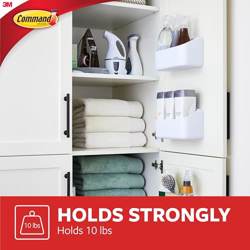 Command 10 Lb Large Organizing Caddy with 4 Strips,9.91" x 3.38" x 5.15",Heavyweight Damage-Free Hanging for Organizing Cleaning Supplies,Closet,and Pantry,(Pack of 8) - size: 9.9 in. x 5.2 in. x 3.5 in. (Pack of 8)