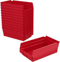Akro-Mils 30130 Plastic Shelf Bins, Heavy Duty Storage Bins for Garage, Closet, and Drawer Organization, 12" x 6-1/2" x 4", Red, 12-Pack - color: Red