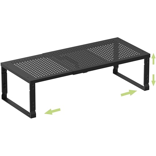 Heavy-Duty Adjustable Metal Shelf Organizer - Expandable & Stackable Pantry Storage Rack for Kitchen, Bathroom, RV, Cabinets(1 Pack/Black, Medium) - color: 1 Pack/Black, size: M:7.8"D x 16.5"W x 8.2"H