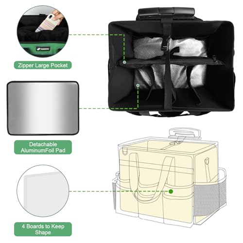 Large Rolling Cleaning Caddy Bag with Wheels, Cleaning Bag with Detachable Trolley, Cleaning Bags on Wheels for Housekeepers, Cleaning Cart Supplies Organizer for Home, Car, Picnic (Green) - color: Green