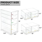 Prsildan Acrylic Drawer Makeup Organizer with 9 Drawers, Set of 3 Office Desk Organizers Accessories, Clear Stackable Storage Drawers for Vanity, Countertop, Craft, Jewelry, Art Supply Organization - style: 9 Drawers