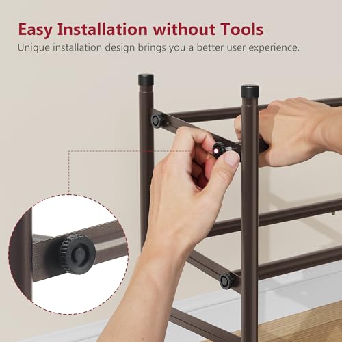 Tajsoon 2 Tier Expandable Shoe Rack for Closet, 28“-41“Adjustable & Stackable Shoe Shelf Storage, Metal Shoe Rack Organizer for Front Door Entrance, Closet, Garage, Entryway, Bronze - color: Bronze, size: 2 Tier