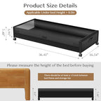 Under Bed Storage with Wheels,2 Pack Under Bed Storage Containers with Clear Lids,Under the bed storage Organizer Bins, Large Rolling Under Bed Metal Drawer for Clothes,Shoes,Blankets