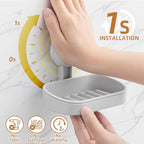 LEVERLOC Soap Dish Holder for Shower Suction Cup Wall Mounted Self Draining NO-Drilling Removable Bar Soap Sponge Holder for Bathroom Bathtub Kitchen Sink Waterproof Strong Vacuum Suction, Grey - style: 1 tier Grey