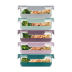 Ello Duraglass 3.4 Cup Meal Prep Sets 10Pc, 5 Pack Set- Glass Food Storage Container with Silicone Boot and Airtight BPA-Free Plastic Lids, Dishwasher, Microwave, and Freezer Safe, Garden Goals - color: Garden Goals with Boot, size: 3.4 Cup