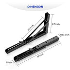 Ravinte 2 Pack 12 Inch Folding Shelf Brackets – Matte Black, Heavy Duty Collapsible Brackets for Tables and Benches – Space-Saving Design - size: 12 Inch