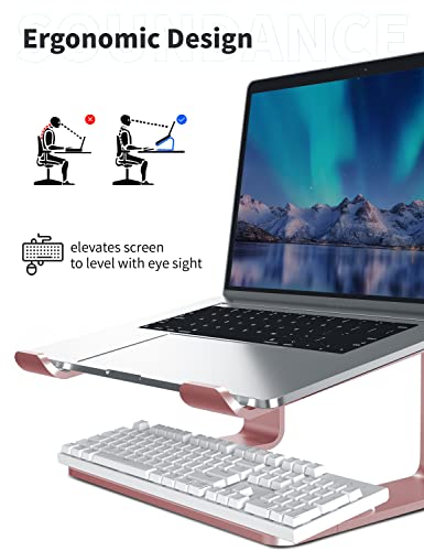 SOUNDANCE Laptop Stand, Aluminum Computer Riser, Ergonomic Laptops Elevator for Desk, Metal Holder Compatible with 10 to 15.6 Inches Notebook Computer, Gold Pink - color: D-Gold Pink, size: For 10 to 15.6 Inches Laptop