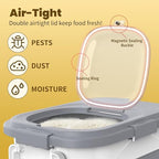HOYTAMDA 25-35Lbs Rice Container,Collapsible Airtight Food Storage Containers with Wheels,Handle,Rice Storage Container with Small Bin and Scoop,Rice Dispenser for Flour Sugar Cereal Grain Dog Cat - color: Grey/25-35lbs