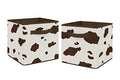 Sweet Jojo Designs Brown and Cream Cow Print Foldable Fabric Storage Cube Bins Boxes Organizer Toys Kids Baby Childrens for Wild West Collection Set of 2 - color: Cow