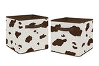 Sweet Jojo Designs Brown and Cream Cow Print Foldable Fabric Storage Cube Bins Boxes Organizer Toys Kids Baby Childrens for Wild West Collection Set of 2 - color: Cow