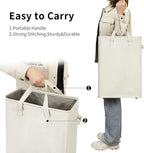 ZERO JET LAG Slim Laundry Hamper With Handles Collapsible Laundry Basket Thin Dirty Clothes Basket Narrow Laundry Bag Foldable Dirty Clothes Hamper 45L (23 inches,Beige) - color: Beige