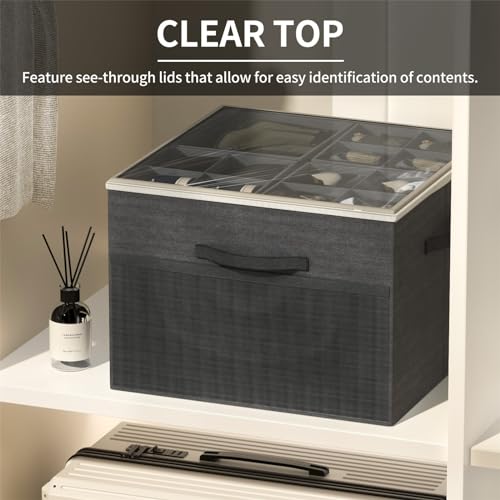 Aokeyee Shoe Organizer for Closet,2 Pack Foldable Shoe Storage Organizer Box Bin with Adjustable Dividers and Clear Cover, Fits up to 16-32 Pairs - color: Black, size: 2 PCS