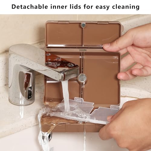 FYY 2 Pcs Daily Pill Organizer, 7 Compartments Portable Pill Case Travel Pill Organizer,[Folding Design] Pill Box for Purse Pocket to Hold Vitamins,Cod Liver Oil,Supplements and Medication-Brown - color: Brown, size: Large (1 Piece), Small (1 Piece)