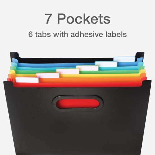 Pendaflex 7-Pocket Expanding File, with Customizable Colored Tabs, Black File Organizer, Portable Expanding File, Accordion File Organizer (52401) - style: Expanding File