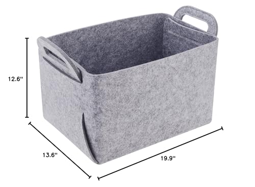 Storage Basket Felt Storage Bin Collapsible& Convenient Box Organizer with Carry Handles for Office Bedroom Closet Babies Nursery Toys Laundry (Light grey, 19.9inch（L）×13.6inch（W）×12.6inch（H）) - color: Light grey, size: 19.9inch（L）×13.6inch（W）×12.6inch（H）