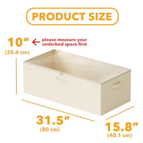 SpaceAid 2 Pack 10" High Under Bed Storage Containers, Large Underbed Storage Organizer Bins with Lids for Bedroom, Dorm, Clothes, Closet Organization, Bed Sheets and Blankets (Beige) - color: Beige