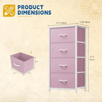 DWVO Storage Drawer with 4 Drawers - Fabric Dressers, Dresser for Bedroom, Living Room, Closets - Sturdy Steel Frame, Wooden Top & Easy Pull Fabric Bins - color: Pink, style: 4-Drawer