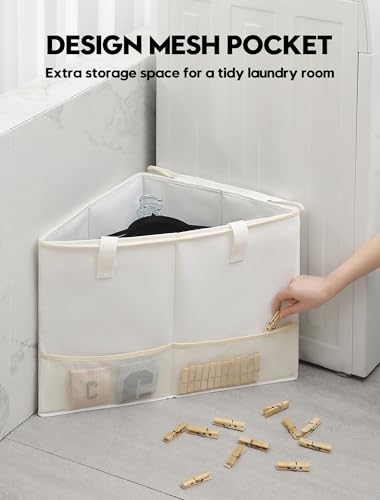 2 Pack Rigid Hanger Organizer, Triangle Storage Bin with Lid, Hanger Holder Stand for Space Saving, Clothes Organizer Stacker for Closet Laundry Rooms - color: Beige