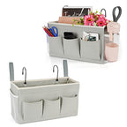 Lilithye Bedside Caddy Organizer with Fixed Straps & Water Bottle Holder for Home, College Dorm, Bunk Bed, Hospital & Crib Bed Rails (2 pcs, Grey) - color: 2pcs Grey