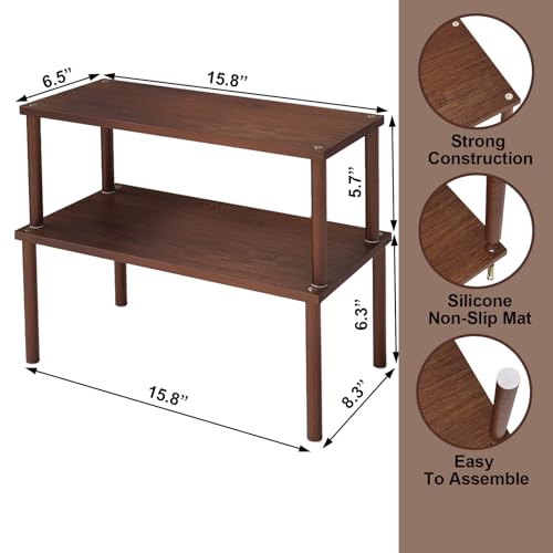 VERTORGAN Cabinet Organizer Shelf(Set of 2),Kitchen Counter Shelves,Bamboo Spice Rack Countertop and Cabinet,Stackable Expandable,Large(Brown) - color: Brown, size: 15.8"W