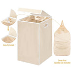 Simple Houseware Foldable Laundry Hamper Basket with Lid, Beige - color: Beige