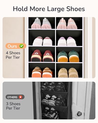 ULG Over The Door Shoe Organizer with 16 Large Pockets, Hanging Shoe Rack for Closet Door, Space Saving Shoe Storage for Boots, Heels & Sneakers, Black - color: Black, size: 8-Tier