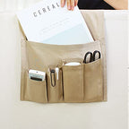Sofa Armrest Organizer, Armchair Caddy Remote Control Holder for Recliner Couch Arm Chair Caddies with 5 Pockets for Magazine Tablet Phone TV Remotes,Khaki,31x83cm - color: Khaki