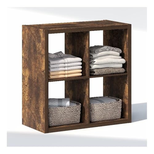 Furinno Cubic Closet Organizers and Storage, 4-Cube Closet Organizer, Open Shelf Closet Storage, Extra Thick Frame for Wardrobe, Bedroom, Living Room, Amber Pine - color: Amber Pine, size: 4-Cube