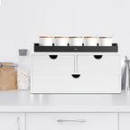 Charmewooden desk organizer with drawers countertop drawer organizer Tabletop Storage Organization Box Home Office Workspace Bathroom Toiletries Supplies (white) - style: White