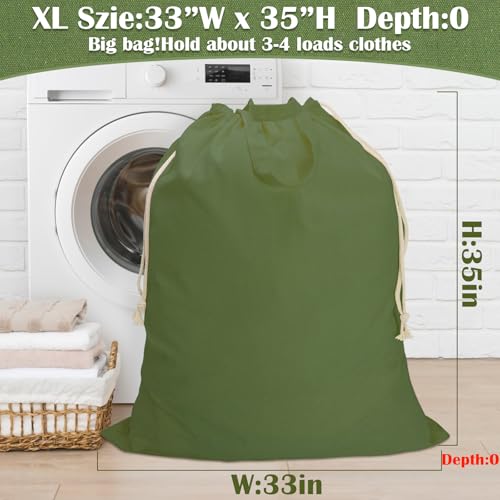 Canvas Laundry Bag 33"Wx 35"H, Thick Cotton Laundry Bag with Handles & Drawstring, Extra Large Heavy Duty Washable Basket Liner Hamper Liner Canvas Storage Sack (XL ArmyGreen) - color: Army Green, size: XL 33"W x 35"H┃1 Pack