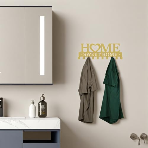 Key Holder Wall Mounted with Screws and Anchors, Gold Multifunctional Key Hanger with 10 Hooks, Entryway Front Door Kitchen Hallway Garage Office - color: Home-1 Gold
