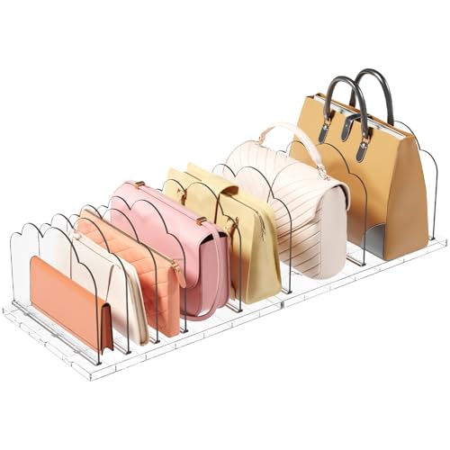 Lifewit Purse Organizer for Closet, Clear Handbags Storage Organizer, Adjustable Clutch Purse Storage Organizer Holder for Closet, 2 Pack Bookshelf Dividers for Sweater in Bedroom 35 x 24 cm/14 × 9.5" - size: 7.3"H