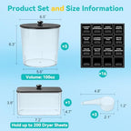 Laundry Pods Container & Dryer Sheet Holder, Laundry Room Organization and Storage Jars with Lids, Labels & Scoops for Powder Detergent Scent Booster, Black Lid - color: Black
