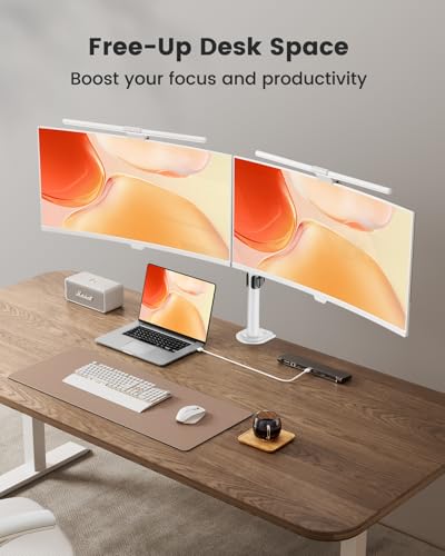 ErGear Fully Adjustable Dual Monitor Mount for 2 Screens up to 32 Inches, Holds up to 17.6 lbs Each Arm, Desk Stand, White - color: White, size: 13" - 32"