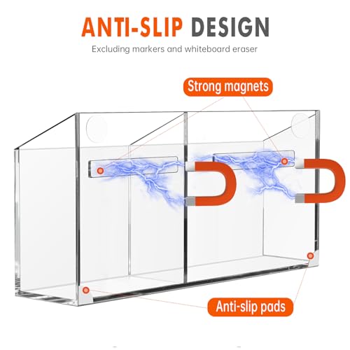 BEYGORM Magnetic Dry Erase Marker Holder for Whiteboard,Non-slip Acrylic Magnet Pen Holder for Fridge Refrigerator,Locker Organizer for Work,Locker Accessories,Pencil Cup for Desk,Marker Organizer - color: Clear