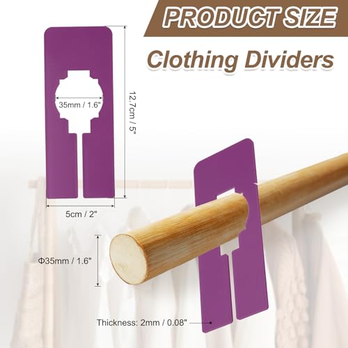 PATIKIL 16 Pcs Rectangle Clothes Dividers, 5 Inch Blank Clothing Rack Divider Sorting Clothes Size Reusable Wardrobe Hanger Separator with Pen, Purple - color: Purple