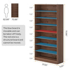 Tribesigns Tall Shoe Cabinet, 9 Tiers 40-45 Pairs Heavy Duty Wood Freestanding Shoe Storage Cabinet, 70.8'' Tall Shoe Cabinet with Open Storage for Entryway (1, Brown) - color: Brown