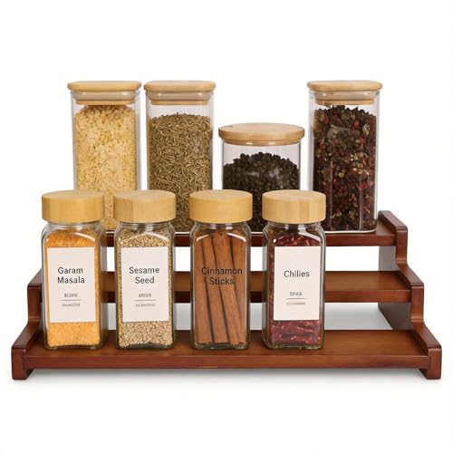 Bamboo Spice Rack，3-Tier Spice Rack Organizer for Cabinet or Pantry (Walnut, M) - color: Walnut, size: M