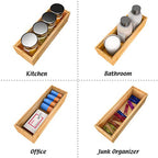 Utensil Organizer Silverware Drawer Organizer - Stackable Bamboo Flatware Caddy Cutlery Holder, Wooden Storage Boxes Tray for Bedroom,Office, Bathroom, Vanity & Garage Tool Organization(9"3"2.5") - size: 9x3x2.5inch