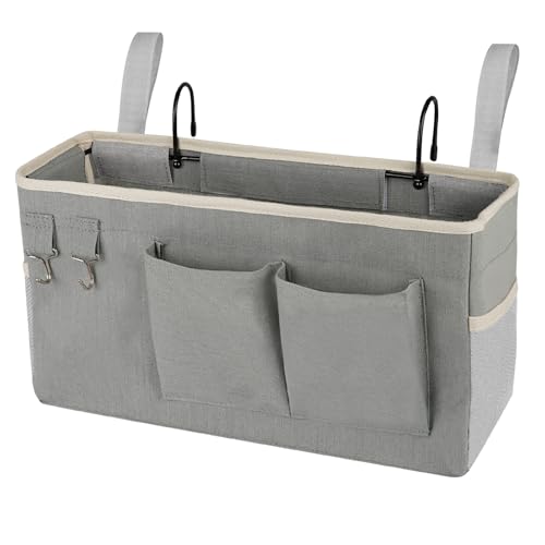 Bedside Storage Caddy/Bedside Hanging Storage Bag for Headboards Bunk Beds Dorm Rooms Book Phone Magazine Holder (Grey) - color: Grey