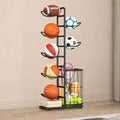 7-Ball Sports Equipment Storage Rack with Ball Holder and Basketball Rack, Athletic Gear Organizer ball Stand - Organize Toys, Sports Gear and More, 57.5" (Black) - size: 7-Balls with Basket