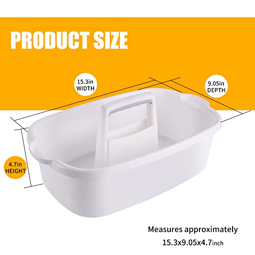 2-Pack Large White Cleaning Caddy for Cleaning Supplies with Handle - Portable Plastic Tote Organizer for Shower, Bathroom, Kitchen, Under Sink Storage - color: White