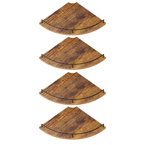 Corner Shelf Wall Mount, Floating Corner Shelves, Set of 4 Corner Wall Shelf Organizer,Rustic Wood Wall Storage Display Shelves forLiving Room Bedroom Bathroom Kitchen - color: Rustic Brown-4pack