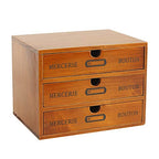 Willcome Wooden Storage Box with Drawers Portable Wooden Desktop Organizer for Home Office Counter Craft Decor