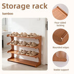 Shoe Rack,Small 4 Tier Shoe Organizer Storage Shelf,Bamboo Narrow Shoe Closet,Small Space Shoe Rack,for Entryway Closet 26.77×7.48×19.3inch - size: 4 Tier-26.77" Wide