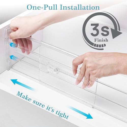 Vtopmart 8 Pack 6" Tall Upgrade Drawer Dividers for Big and Deep Drawer, 12.8"-22.3" Adjustable Expandable Dresser Drawer Organizer, Clear Plastic Separators for Dresser, Baby Supplies, Kitchenware - size: Tall-6"